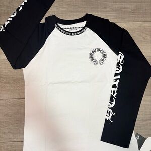 Chrome Hearts Kids Black & White Raglan Long Sleeve Tee